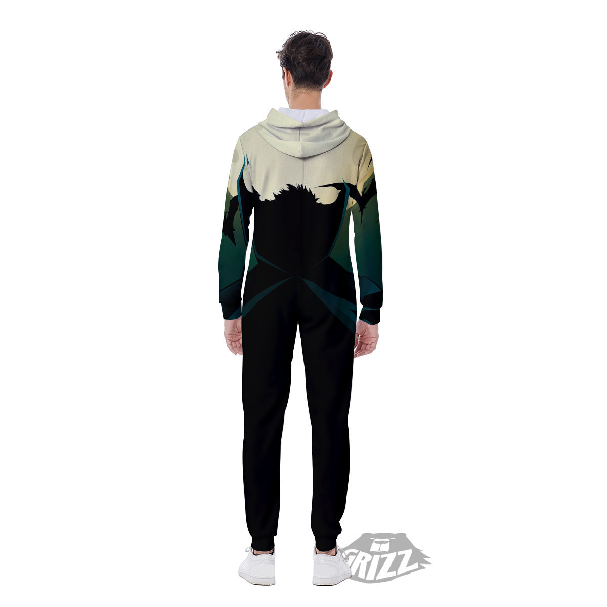 Vampire Silhouette Halloween Print Men's Jumpsuit-grizzshop
