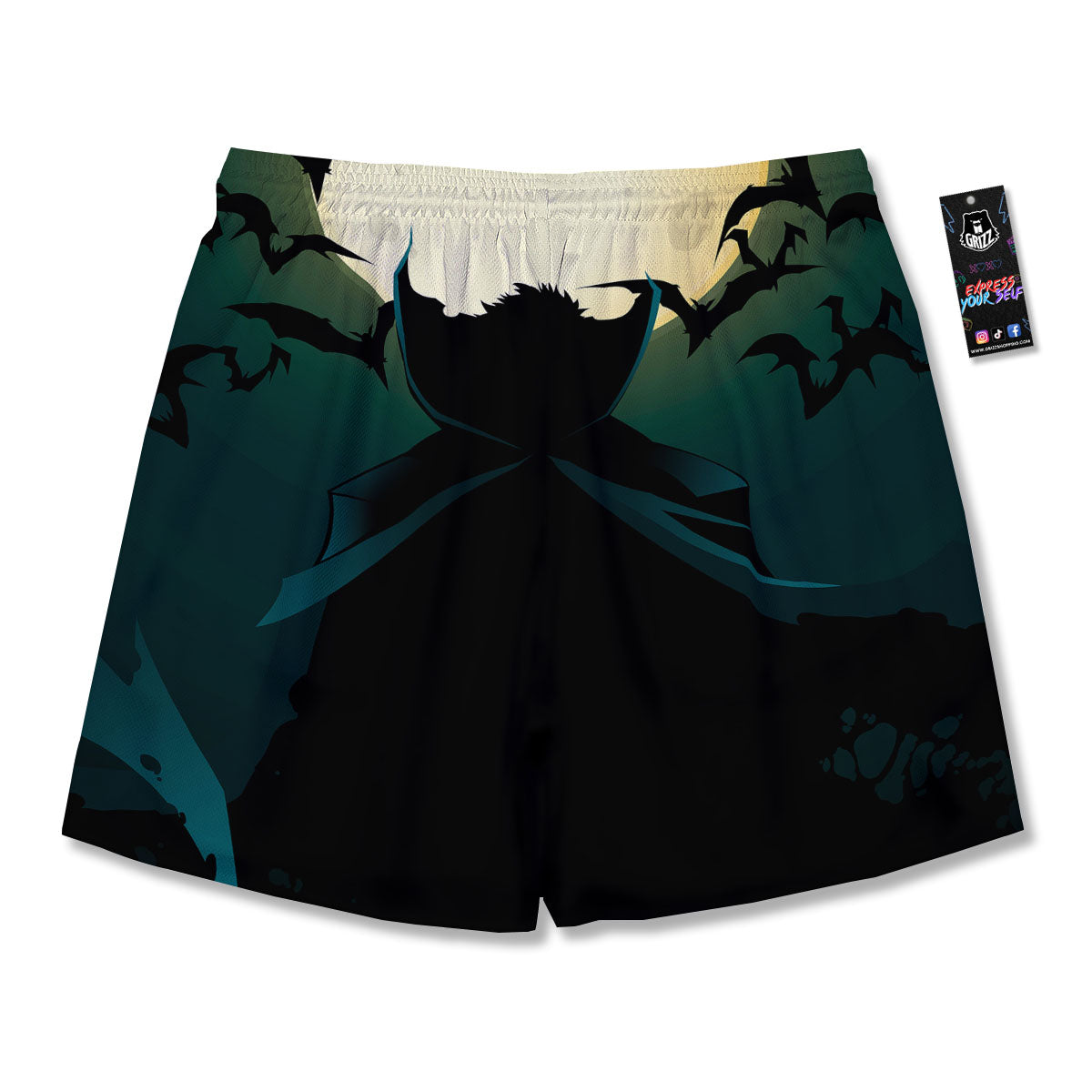 Vampire Silhouette Halloween Print Men's Running Shorts-grizzshop