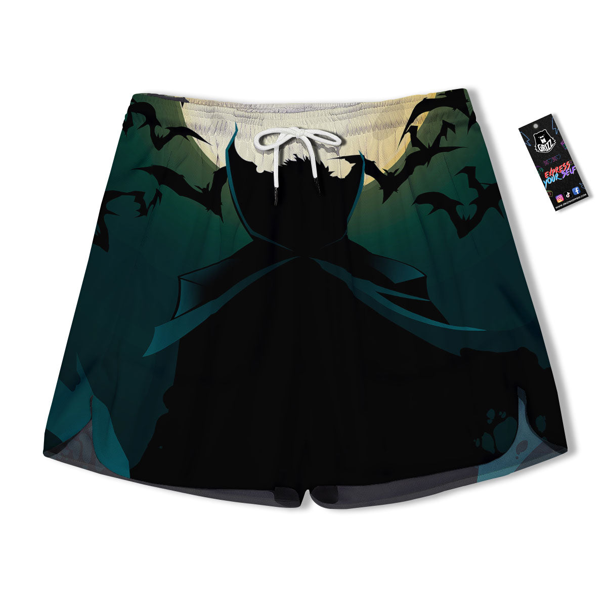 Vampire Silhouette Halloween Print Men's Running Shorts-grizzshop