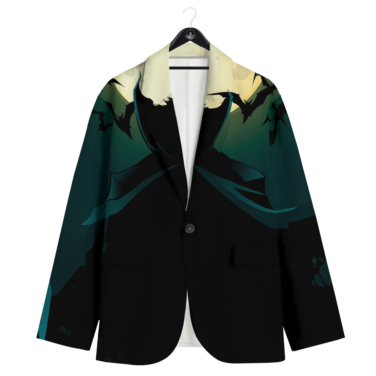Vampire Silhouette Halloween Print Men's Sport Coat-grizzshop