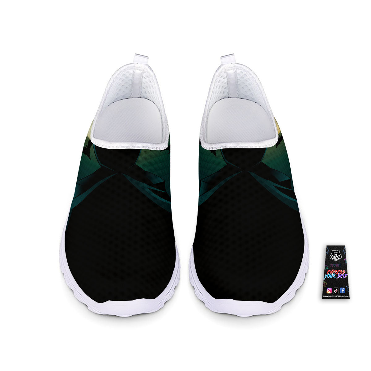 Vampire Silhouette Halloween Print Nurse Shoes-grizzshop