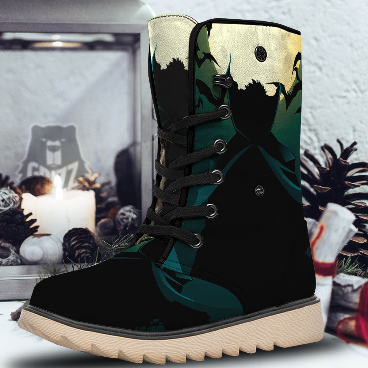 Vampire Silhouette Halloween Print Snow Boots-grizzshop