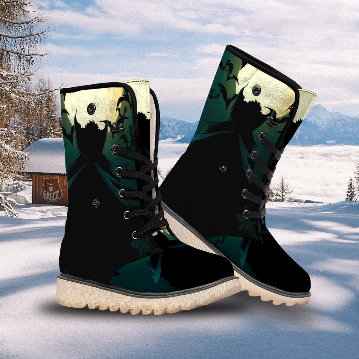 Vampire Silhouette Halloween Print Snow Boots-grizzshop