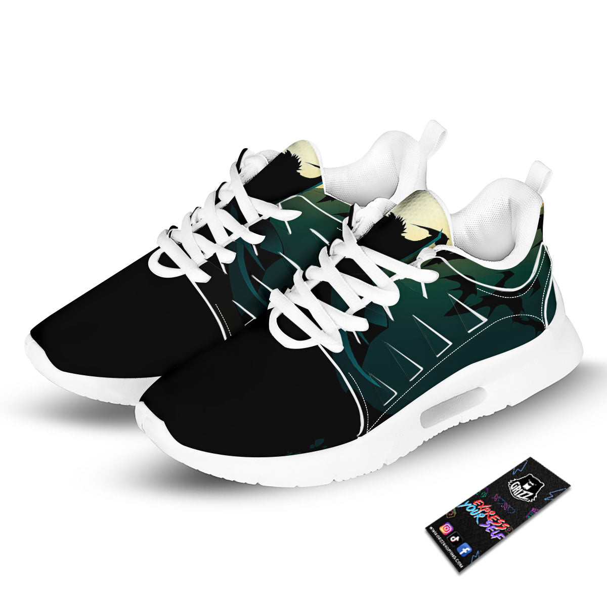 Vampire Silhouette Halloween Print Tennis Shoes-grizzshop