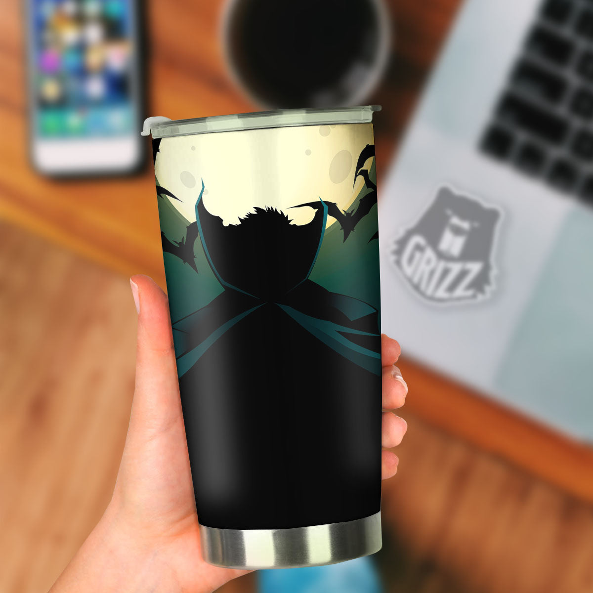 Vampire Silhouette Halloween Print Tumbler-grizzshop