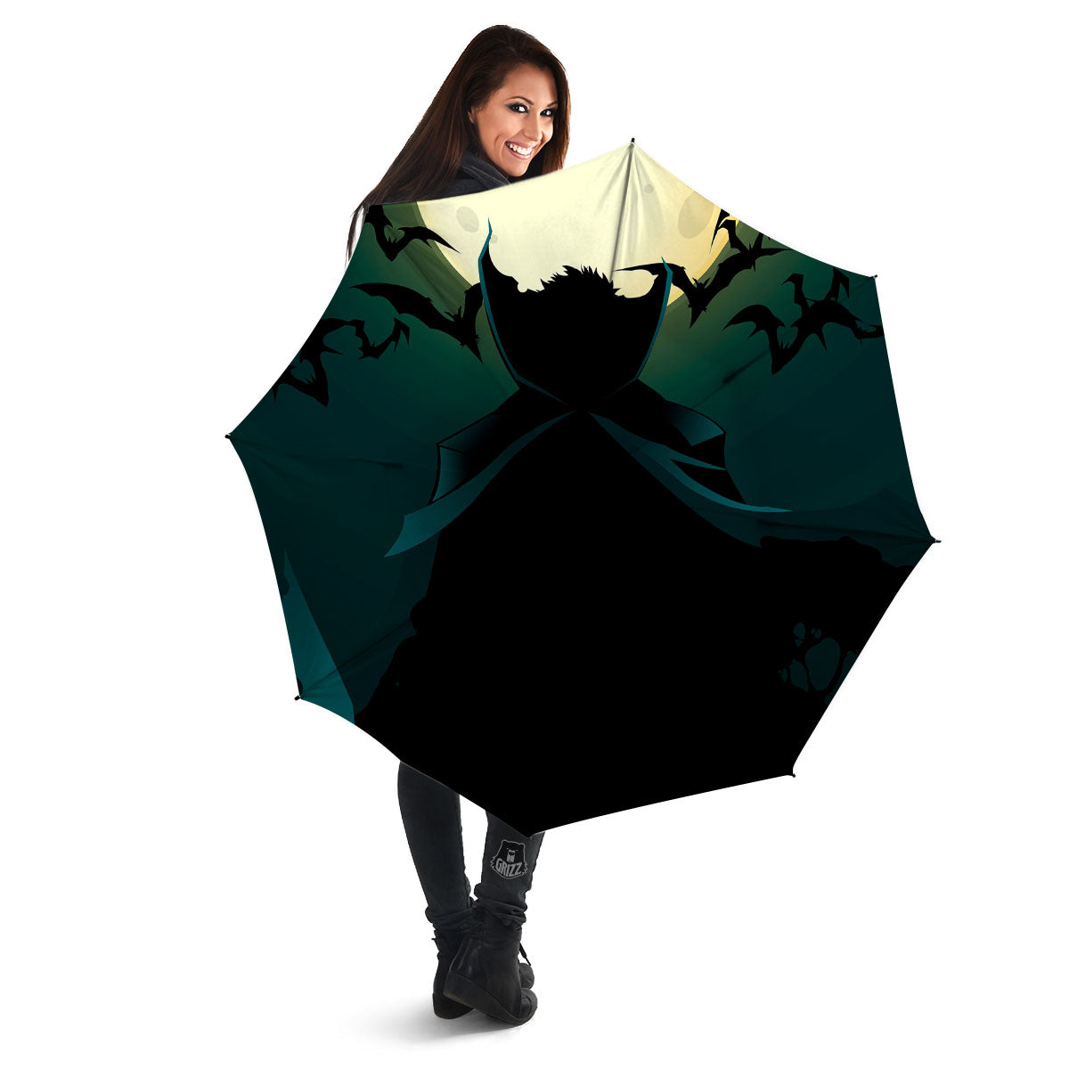 Vampire Silhouette Halloween Print Umbrella-grizzshop