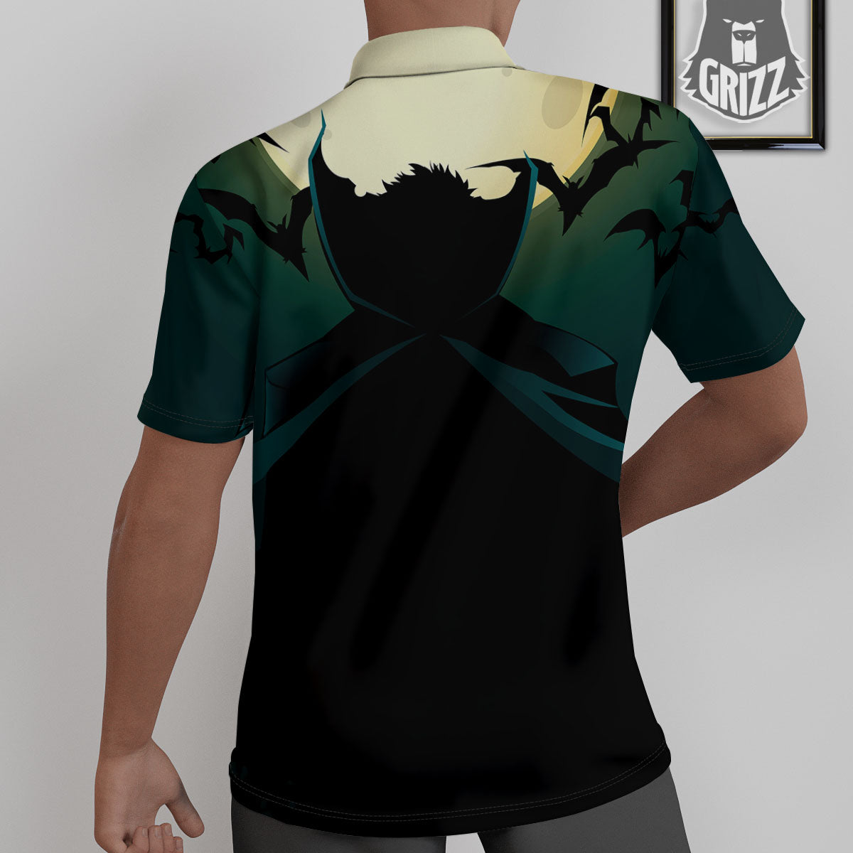 Vampire Silhouette Halloween Print Untucked Shirts-grizzshop