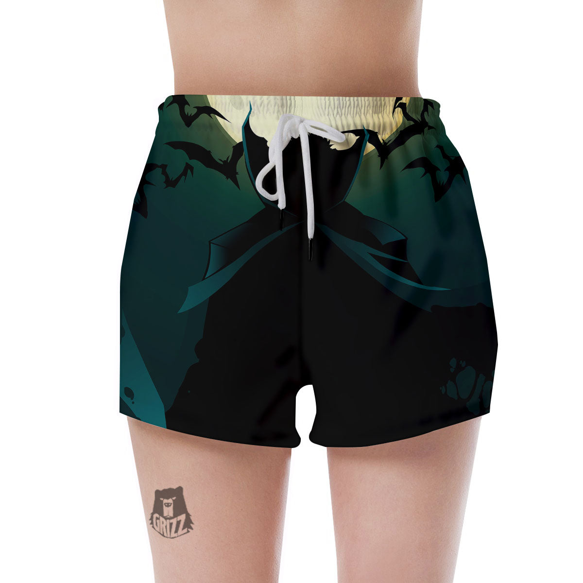 Vampire Silhouette Halloween Print Women's Shorts-grizzshop