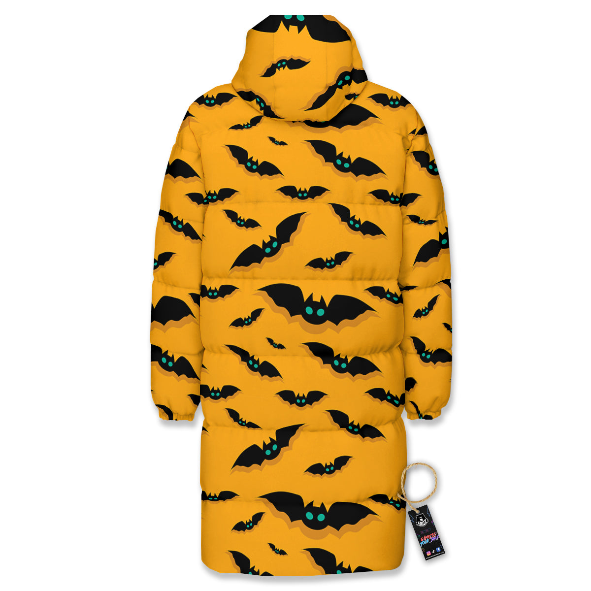 Vampire Bat Halloween Print Pattern Long Down Jacket