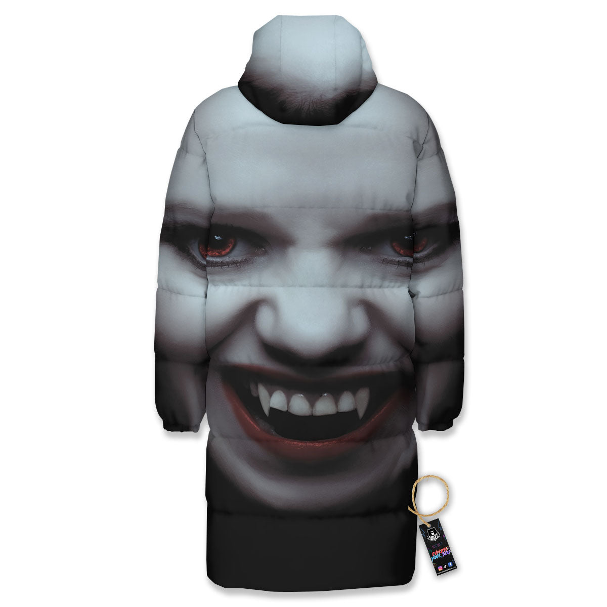 Vampire Girl Halloween Print Long Down Jacket