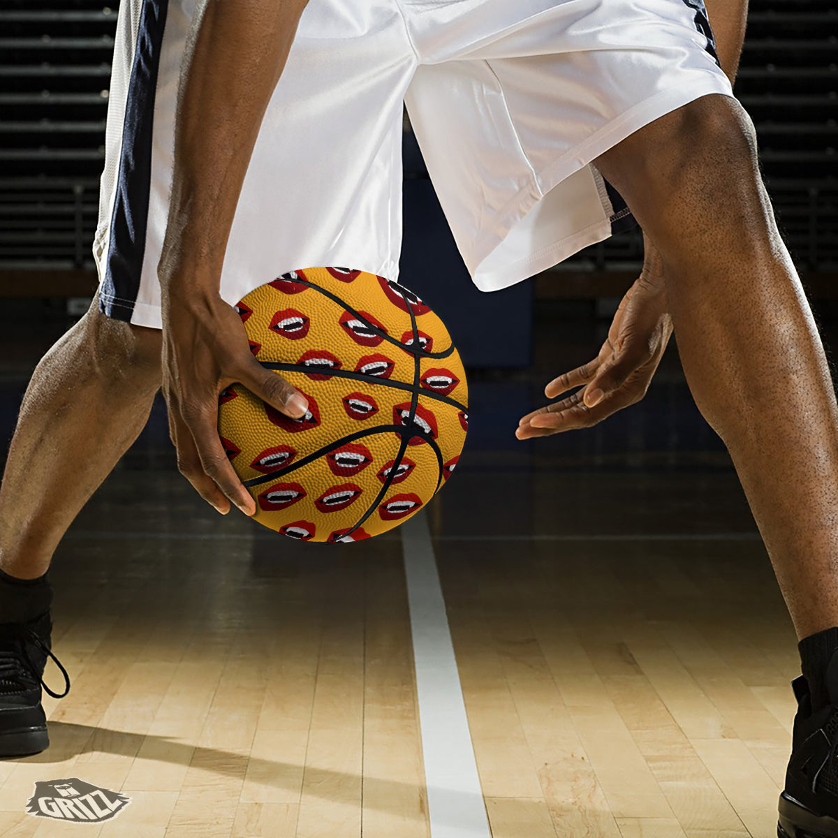 Vampire Lips Halloween Print Pattern Basketball