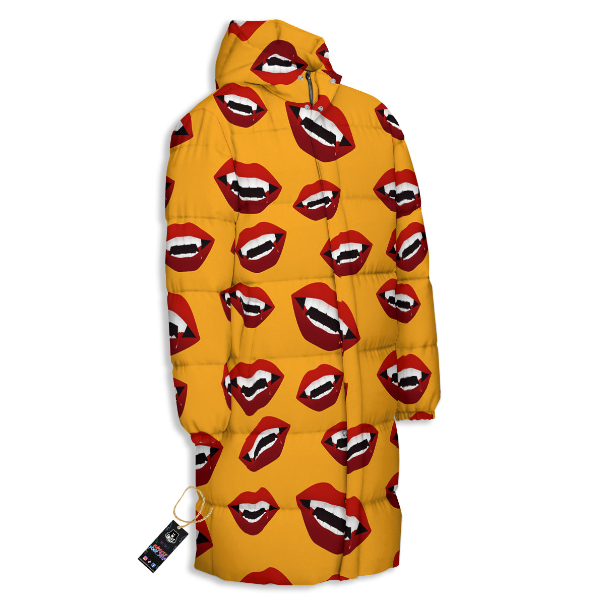 Vampire Lips Halloween Print Pattern Long Down Jacket