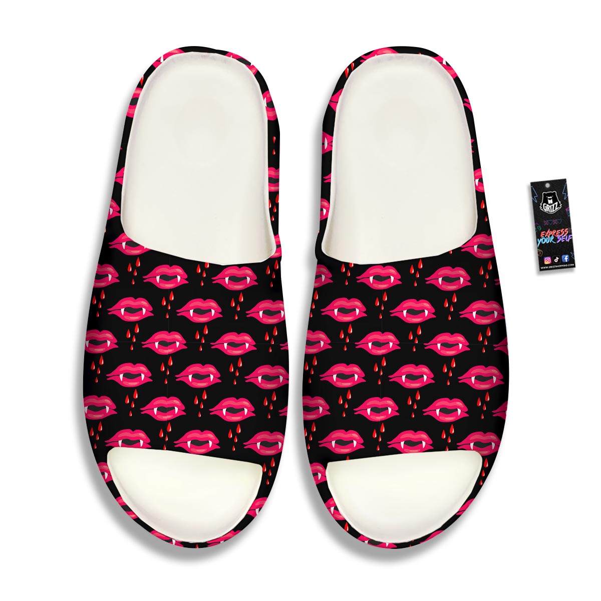 Vampire Lips Red Halloween Print Pattern Sandals-grizzshop