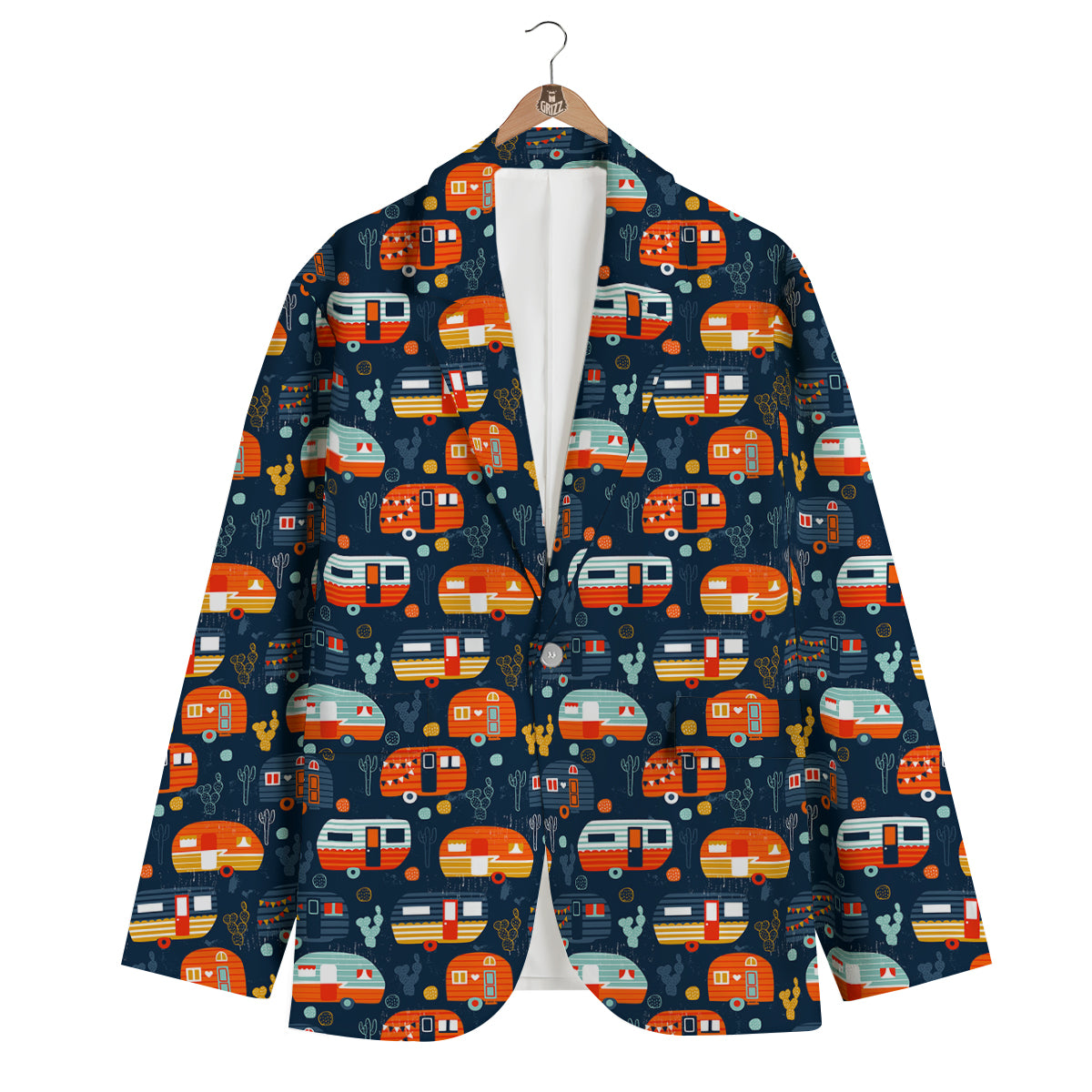 Van Camper Pattern Print Men's Blazer-grizzshop