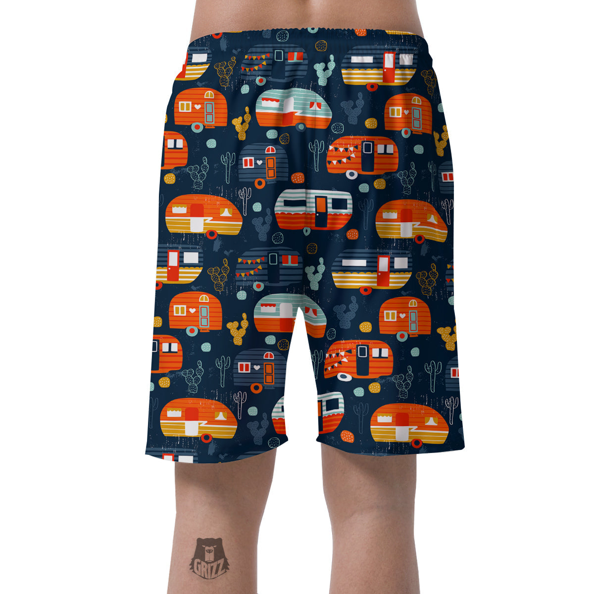 Van Camper Pattern Print Men's Shorts-grizzshop