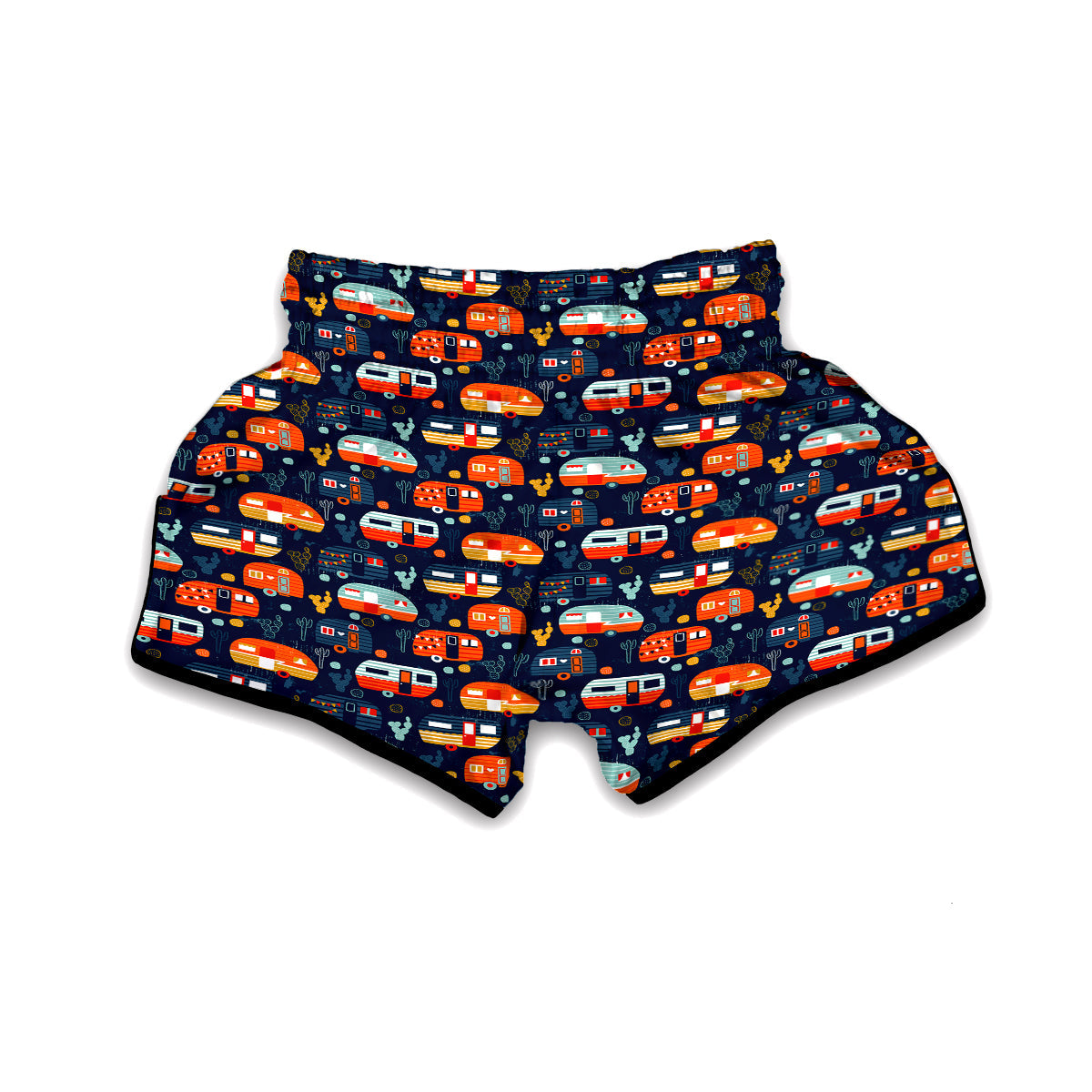 Van Camper Pattern Print Muay Thai Boxing Shorts-grizzshop