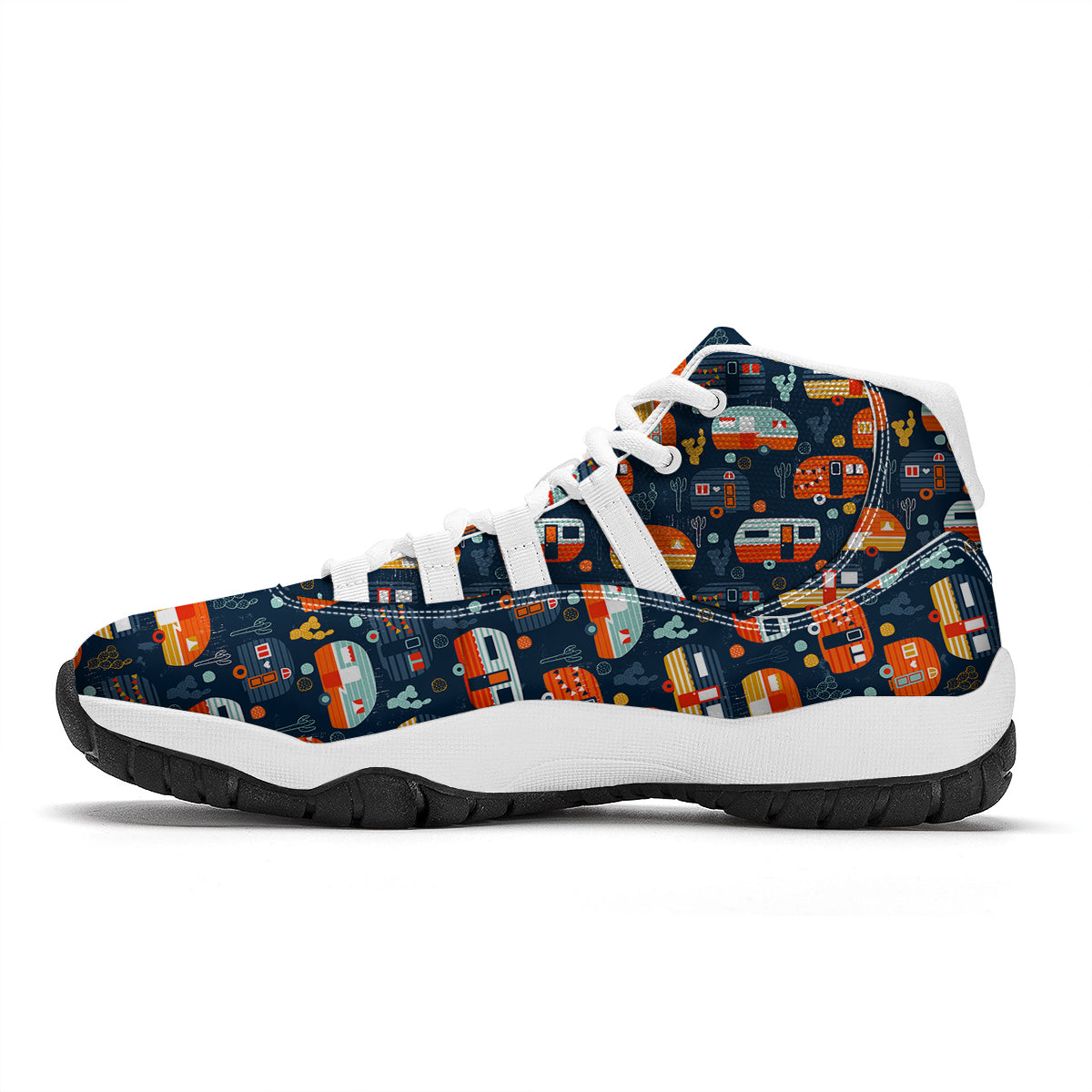 Van Camper Pattern Print White Bball Shoes-grizzshop