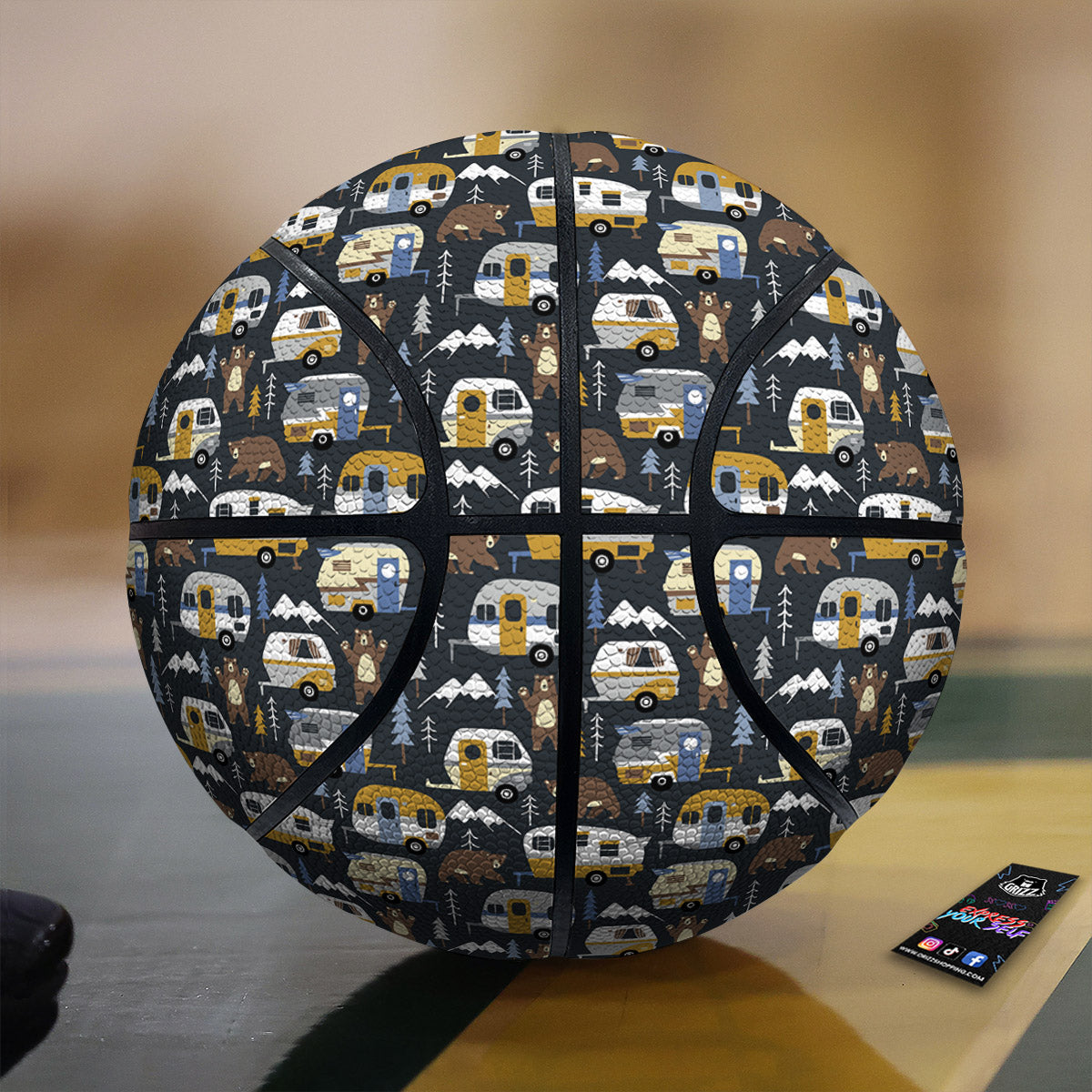 Van Camping Print Pattern Basketball-grizzshop