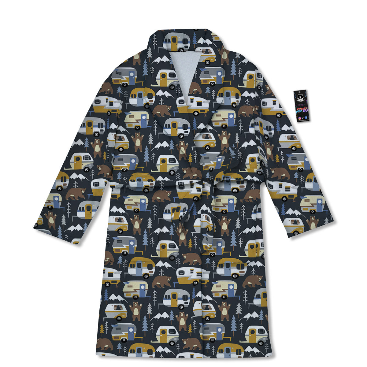 Van Camping Print Pattern Bathrobe-grizzshop
