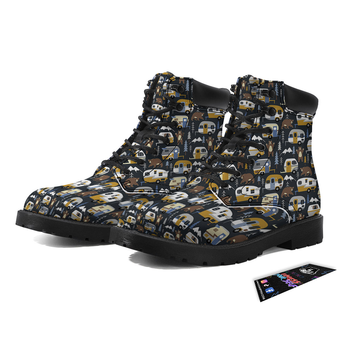 Van Camping Print Pattern Boots-grizzshop