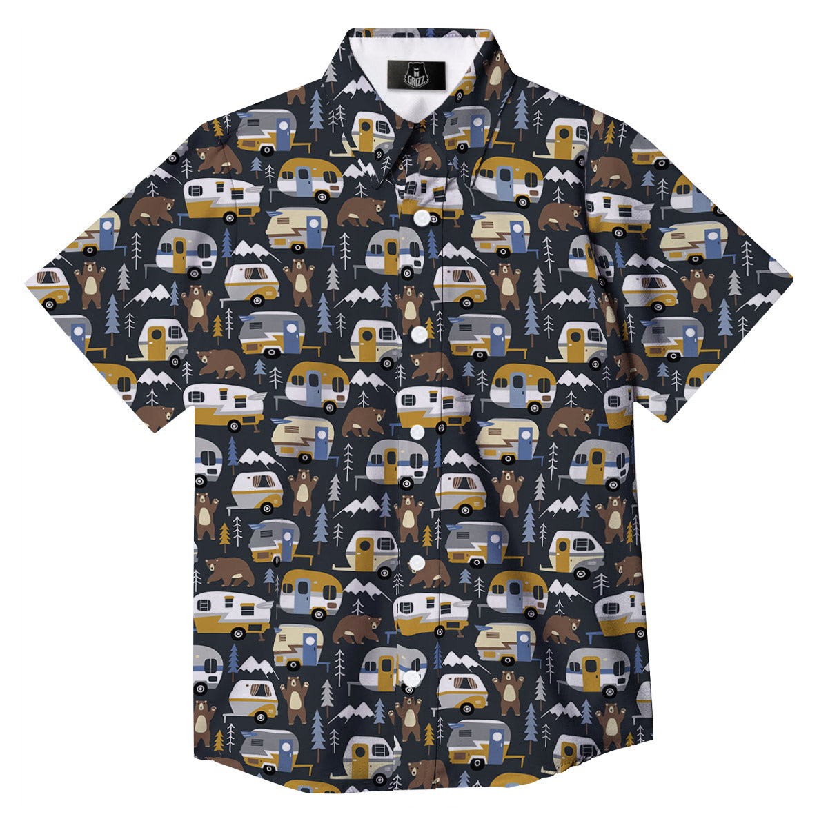 Van Camping Print Pattern Button Up Shirt-grizzshop
