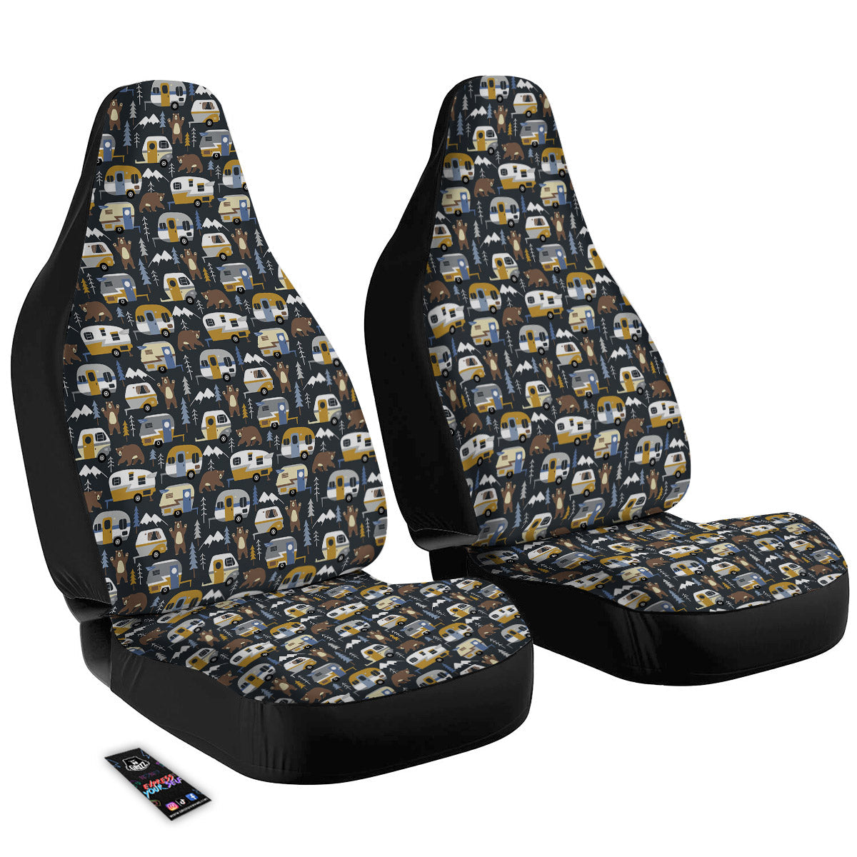 Van Camping Print Pattern Car Seat Covers-grizzshop
