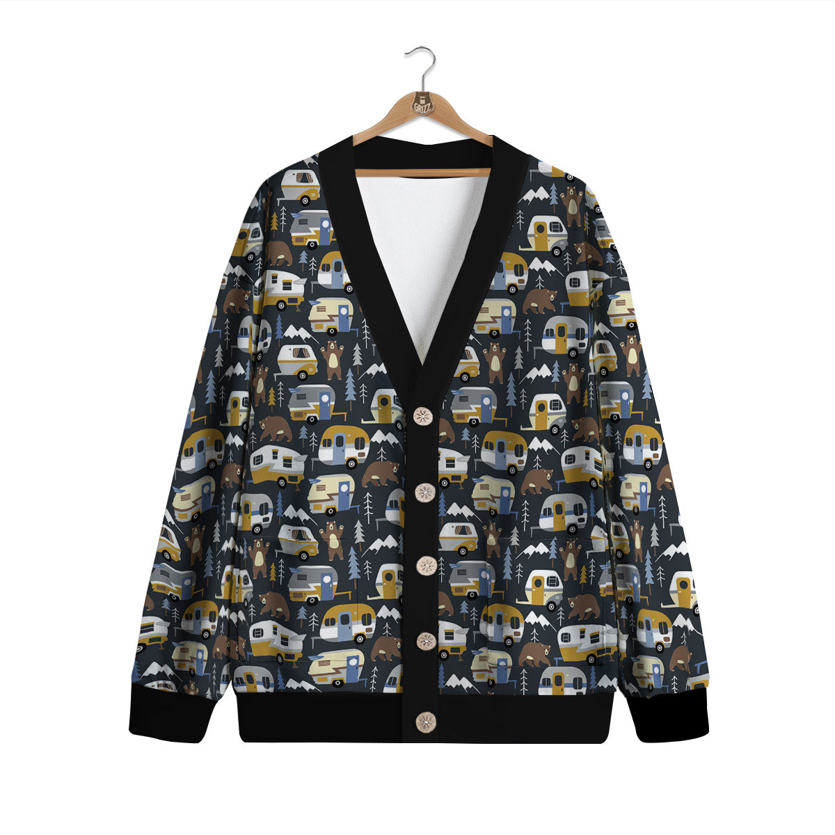 Van Camping Print Pattern Cardigan-grizzshop