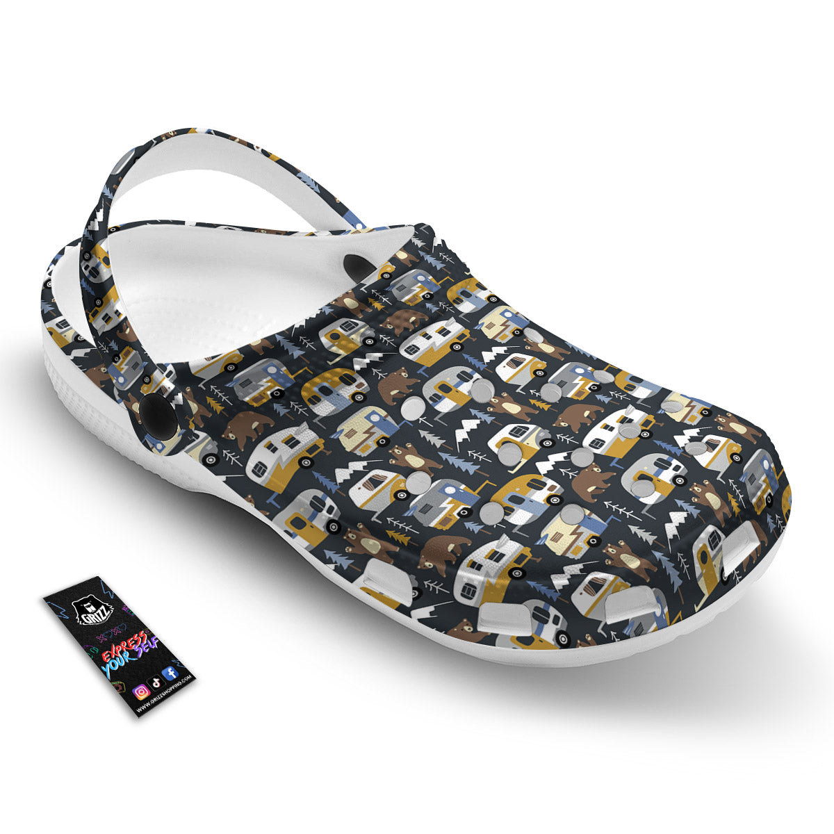 Van Camping Print Pattern Clog-grizzshop