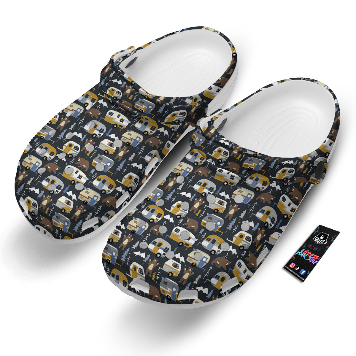 Van Camping Print Pattern Clog-grizzshop