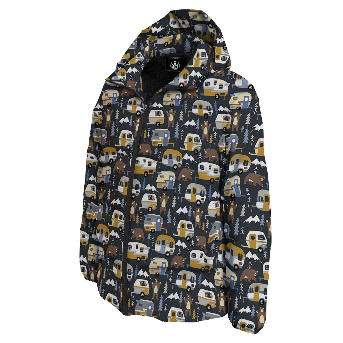 Van Camping Print Pattern Down Jacket-grizzshop