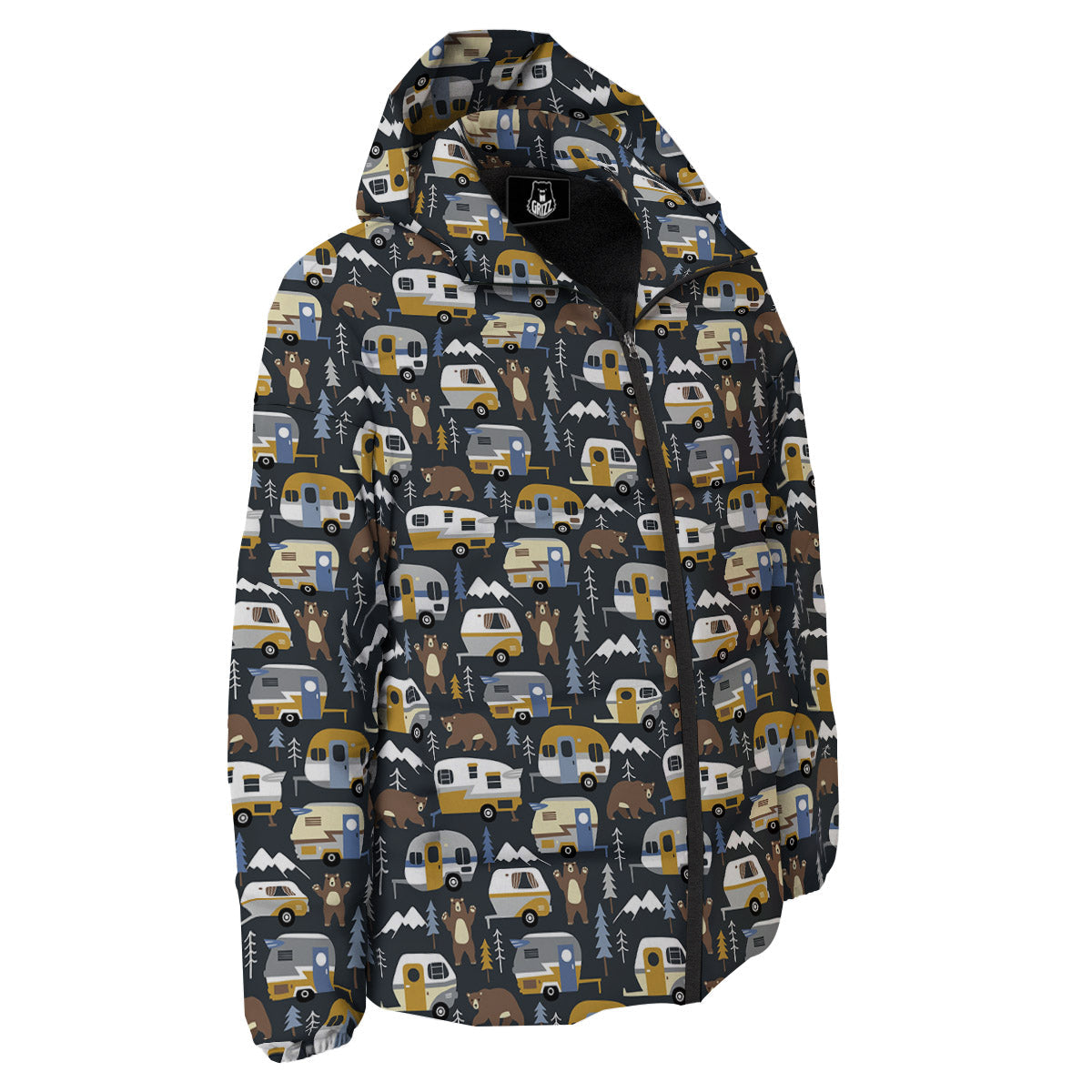Van Camping Print Pattern Down Jacket-grizzshop
