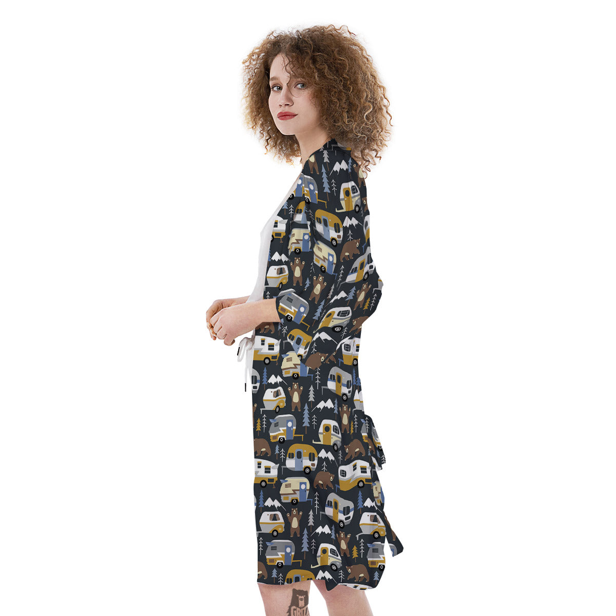Van Camping Print Pattern Kimono-grizzshop