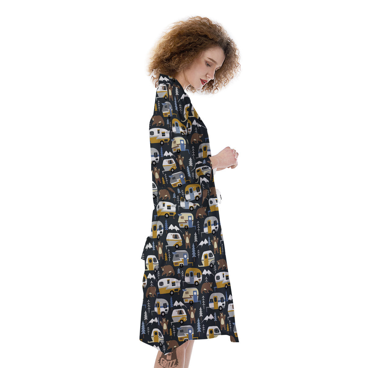 Van Camping Print Pattern Kimono-grizzshop