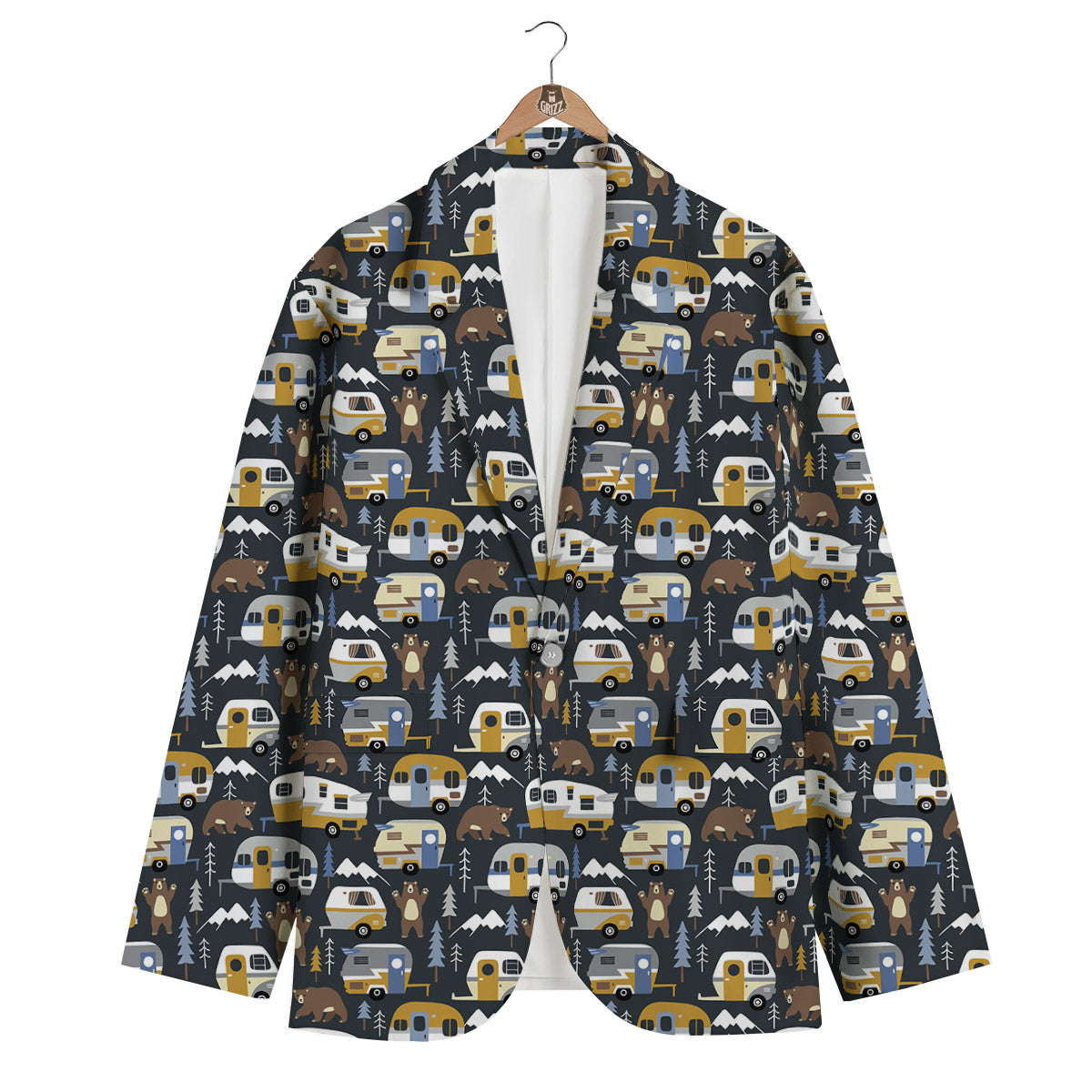 Van Camping Print Pattern Men's Blazer-grizzshop