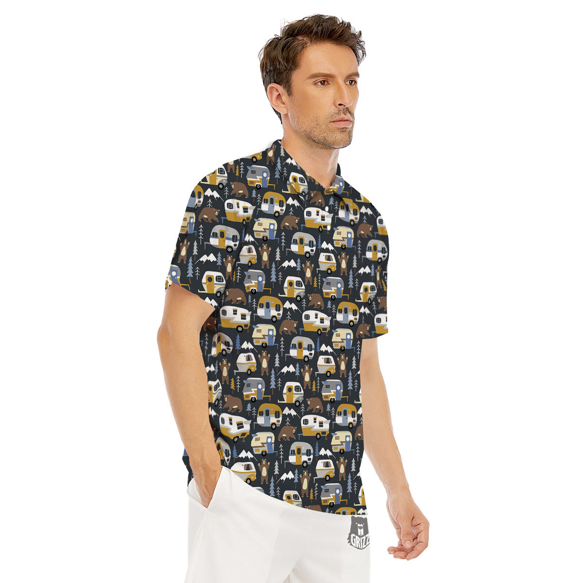 Van Camping Print Pattern Men's Golf Shirts-grizzshop