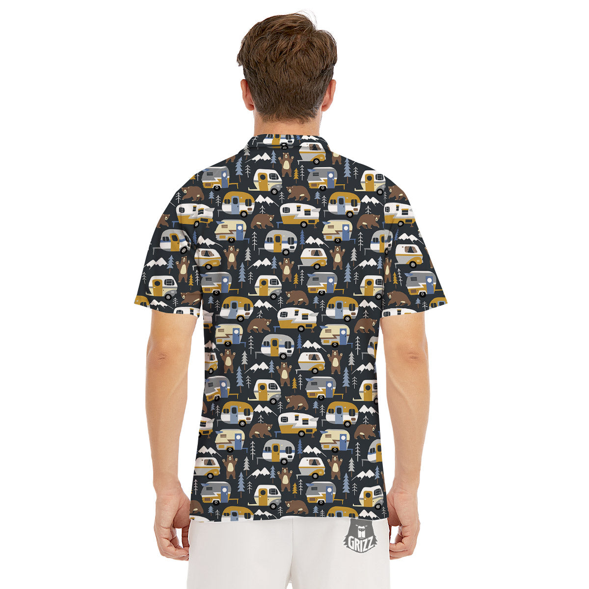 Van Camping Print Pattern Men's Golf Shirts-grizzshop