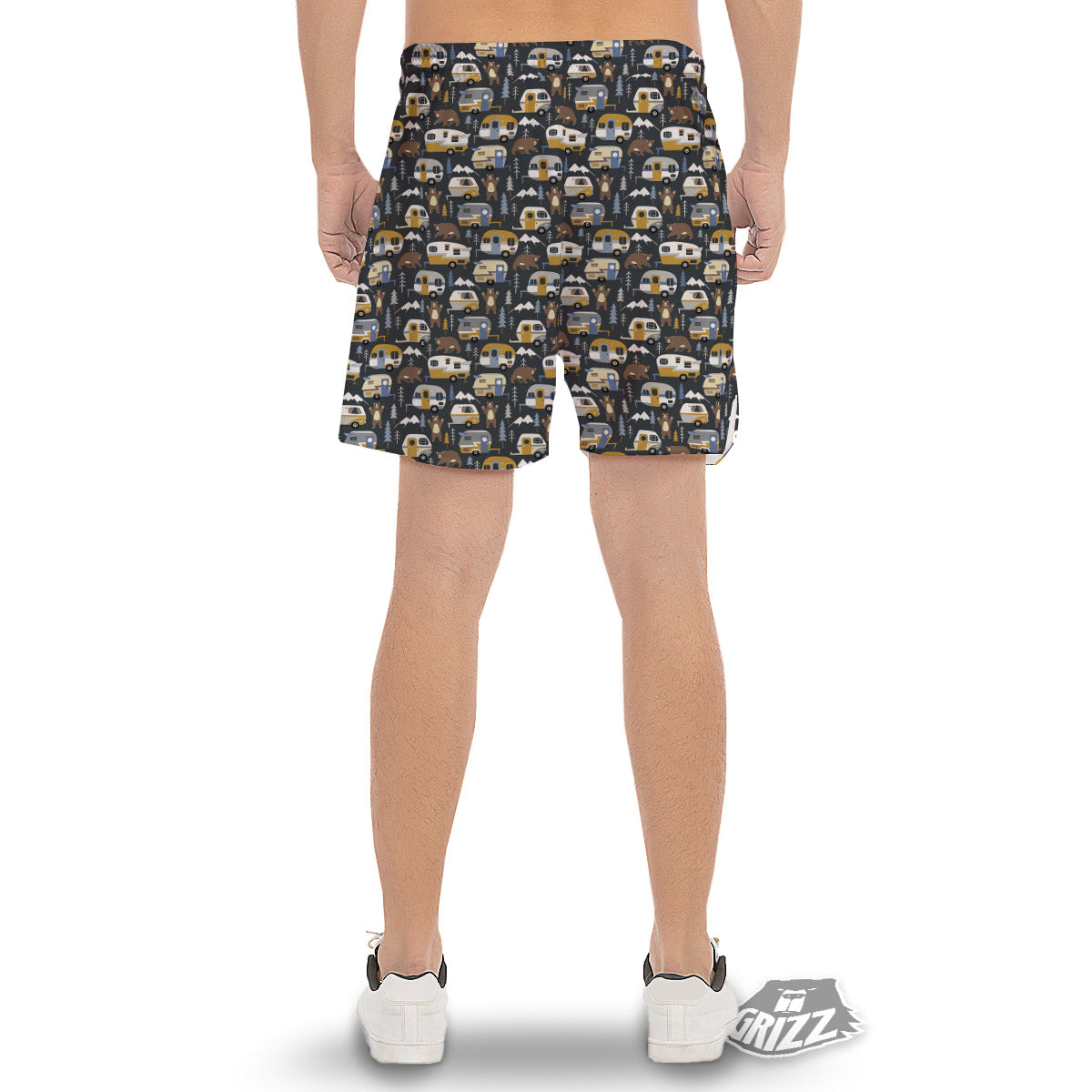 Van Camping Print Pattern Men's Gym Shorts-grizzshop