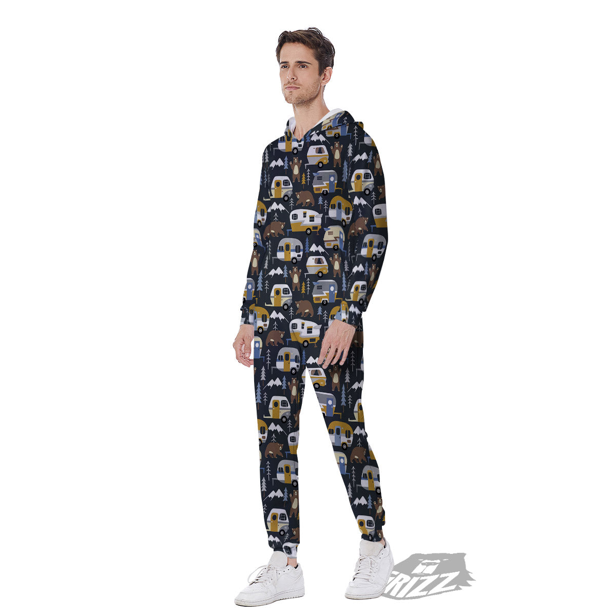 Van Camping Print Pattern Men's Jumpsuit-grizzshop