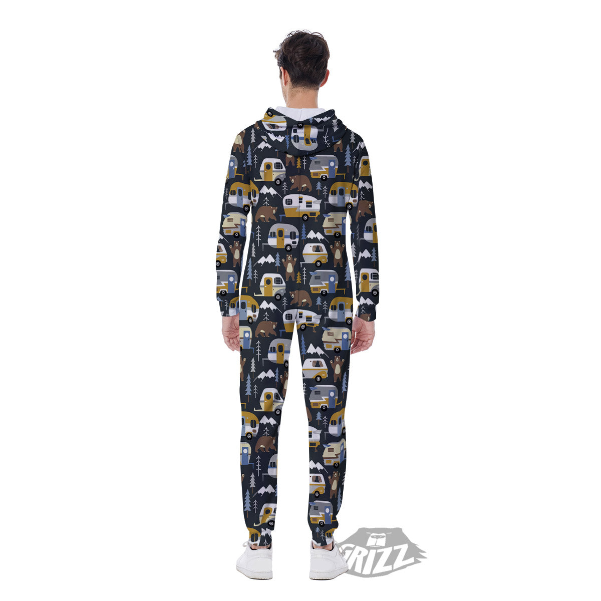 Van Camping Print Pattern Men's Jumpsuit-grizzshop