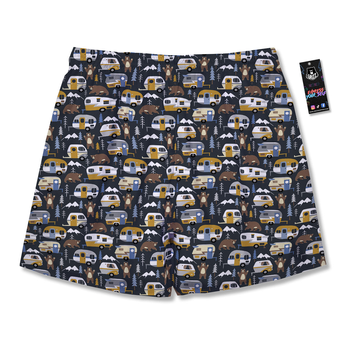 Van Camping Print Pattern Men's Running Shorts-grizzshop