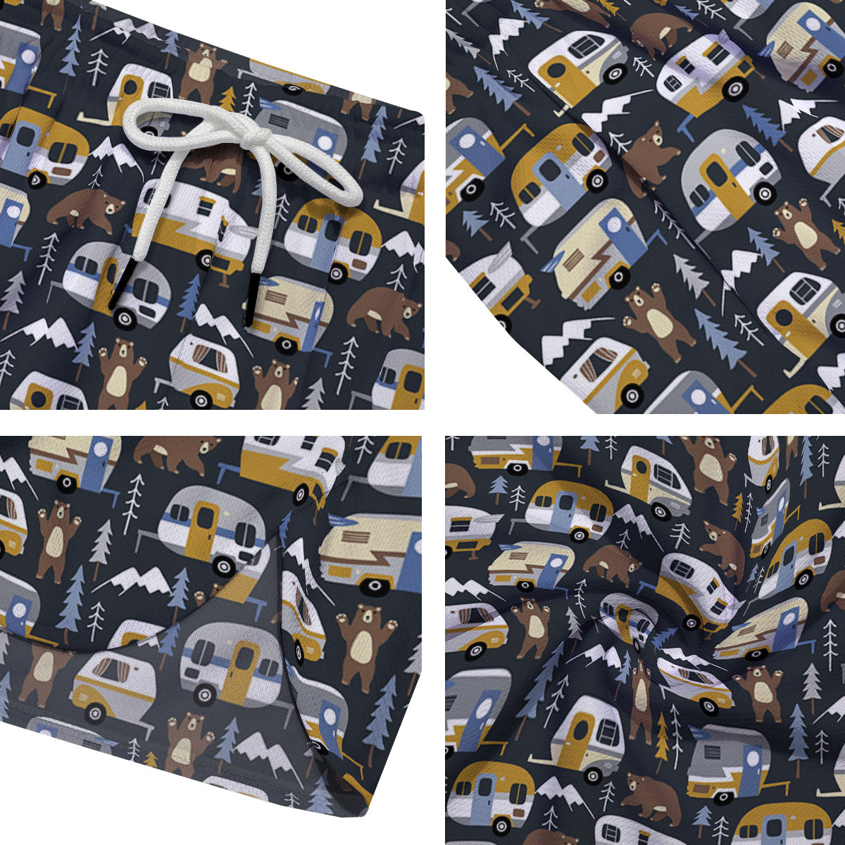 Van Camping Print Pattern Men's Running Shorts-grizzshop
