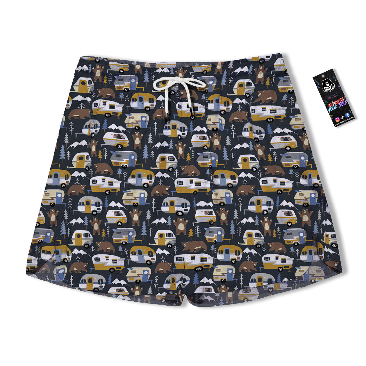 Van Camping Print Pattern Men's Running Shorts-grizzshop
