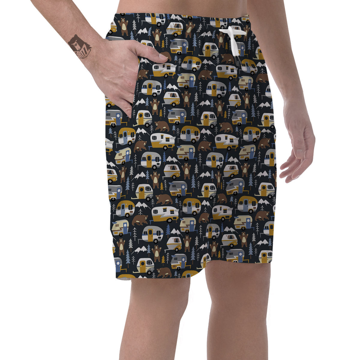 Van Camping Print Pattern Men's Shorts-grizzshop