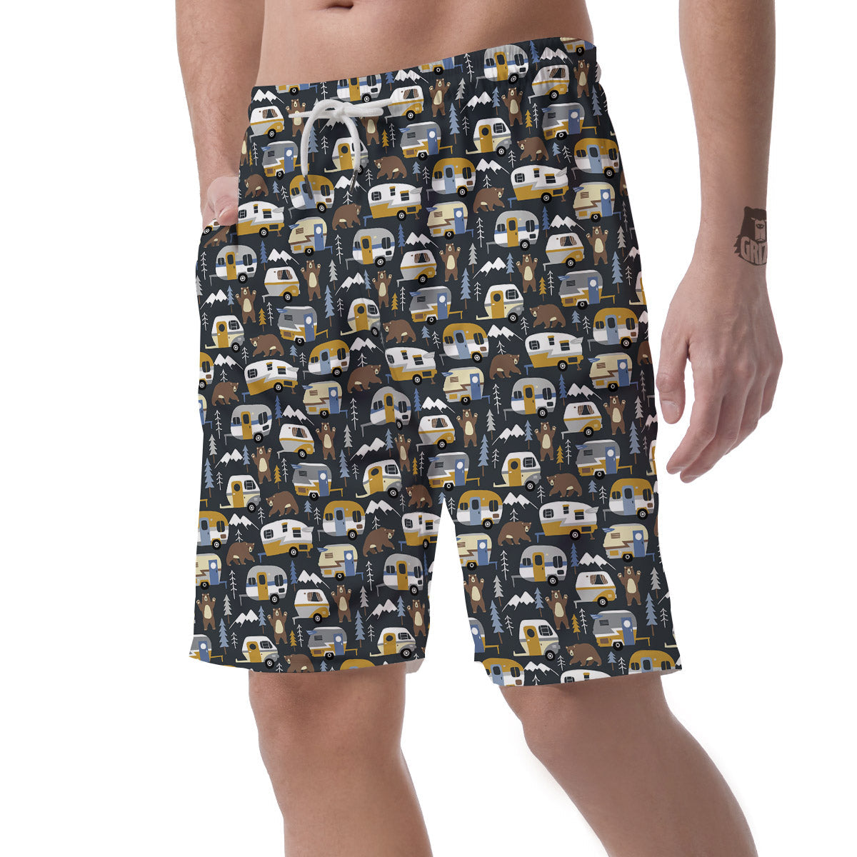 Van Camping Print Pattern Men's Shorts-grizzshop