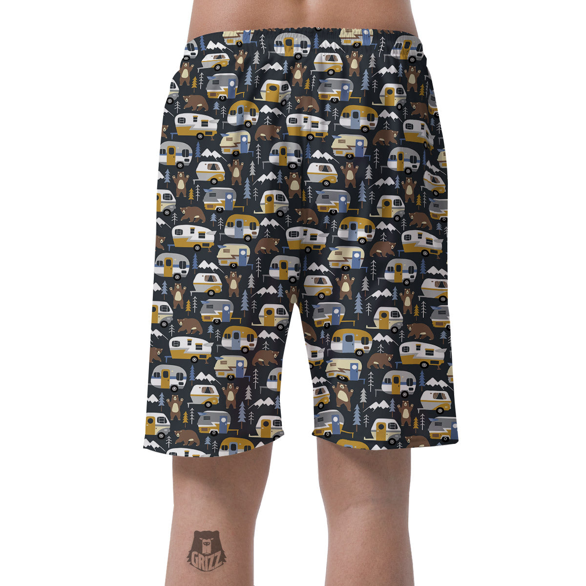 Van Camping Print Pattern Men's Shorts-grizzshop