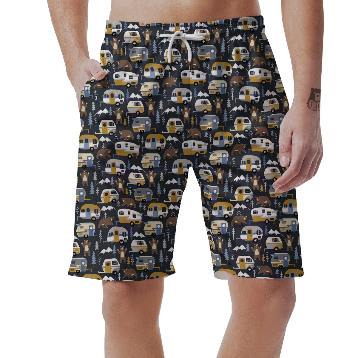 Van Camping Print Pattern Men's Shorts-grizzshop