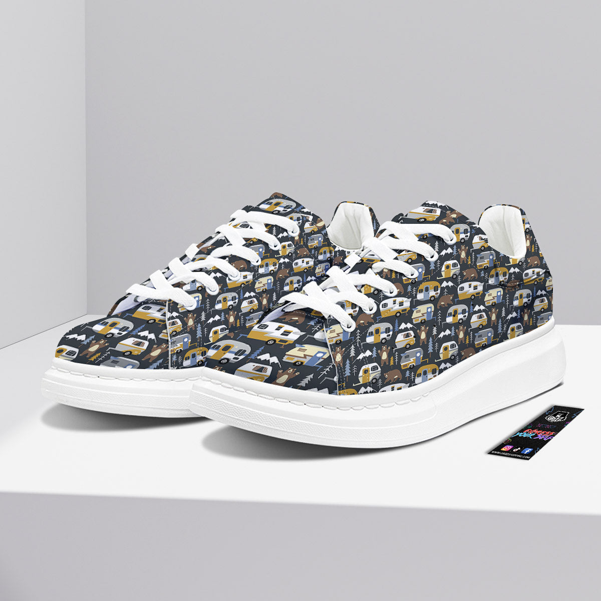 Van Camping Print Pattern Platform Shoes-grizzshop