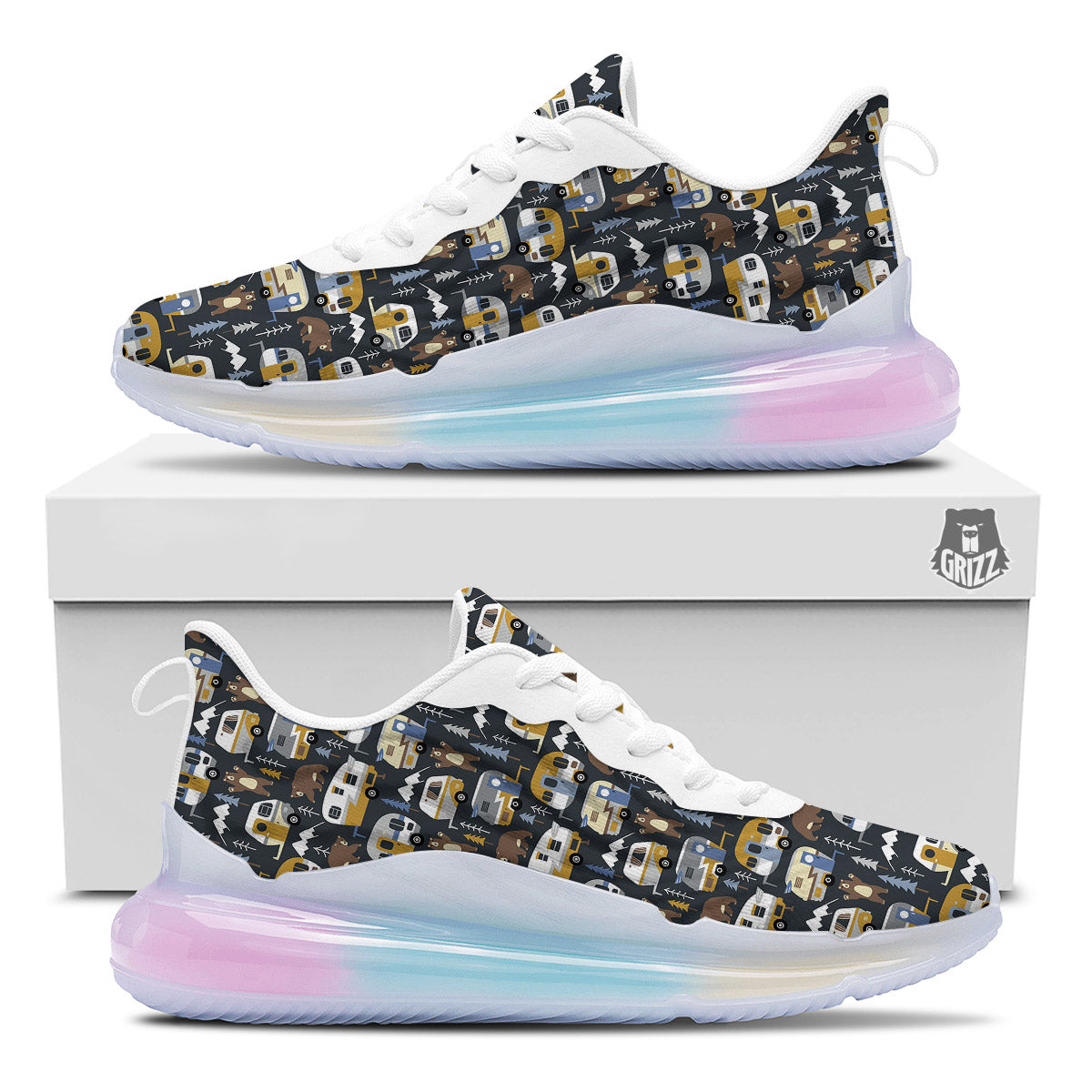Van Camping Print Pattern Running Sneakers-grizzshop