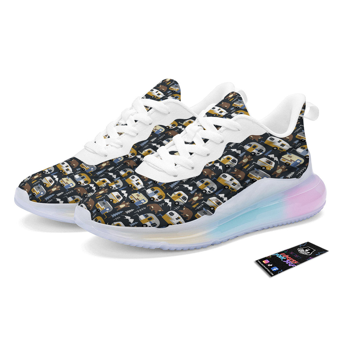 Van Camping Print Pattern Running Sneakers-grizzshop