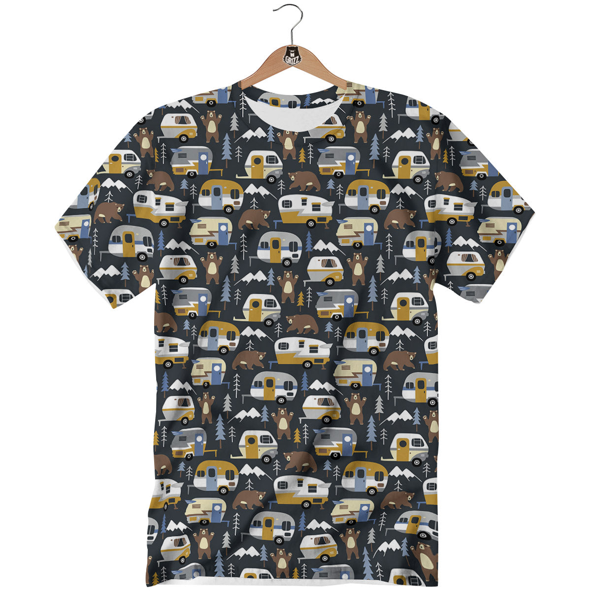 Van Camping Print Pattern T-Shirt-grizzshop